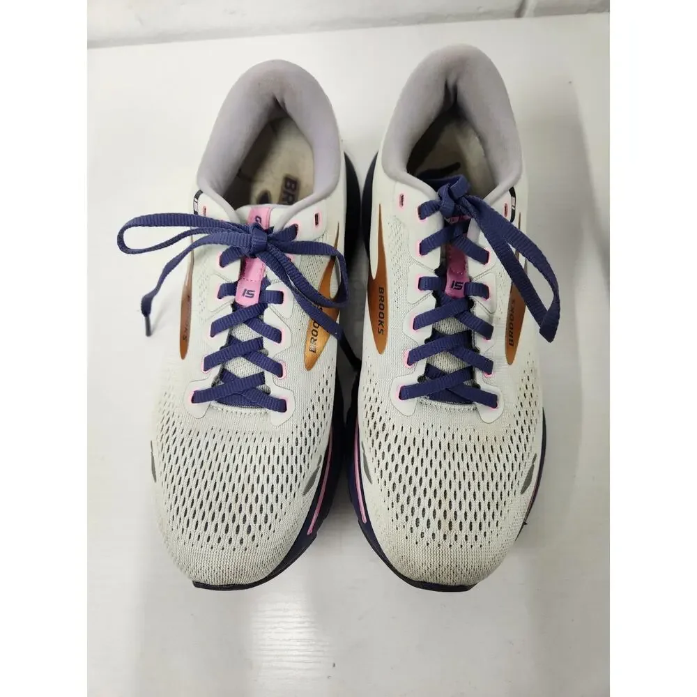 Brooks Women's Ghost 15 Neutral Running Shoes, Sz 8.5, Spa Blue/Neon Pink/Copper